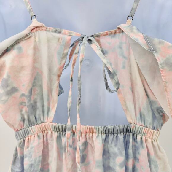 Kimchi Blue Tie-Dye Marble Above Knee Dress WMNS S Vneck Overlay Keyhole Straps - Picture 3 of 10